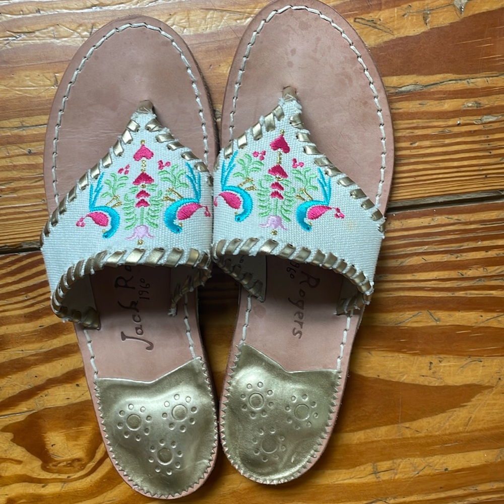 Jack Rogers 1960 size 6 embroidered sandals.